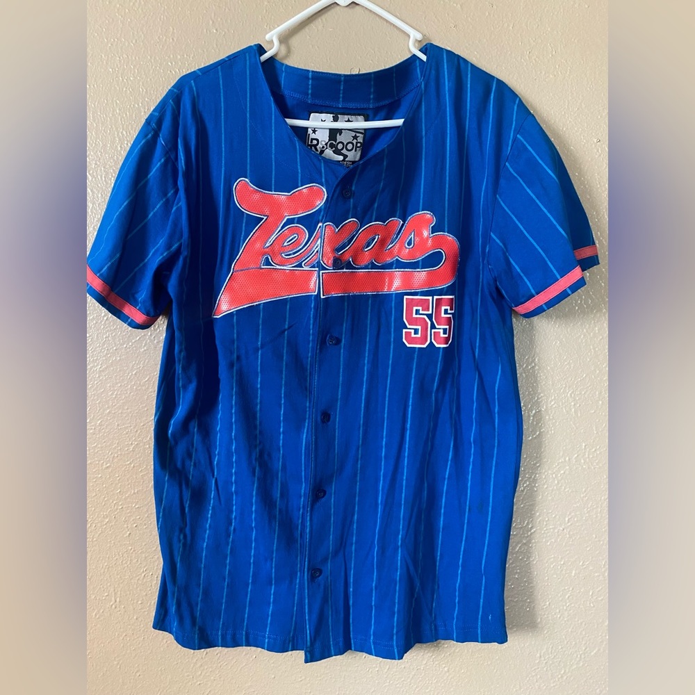 Mens LR Scoop Texas Blue Striped Jersey, size L, new with tag